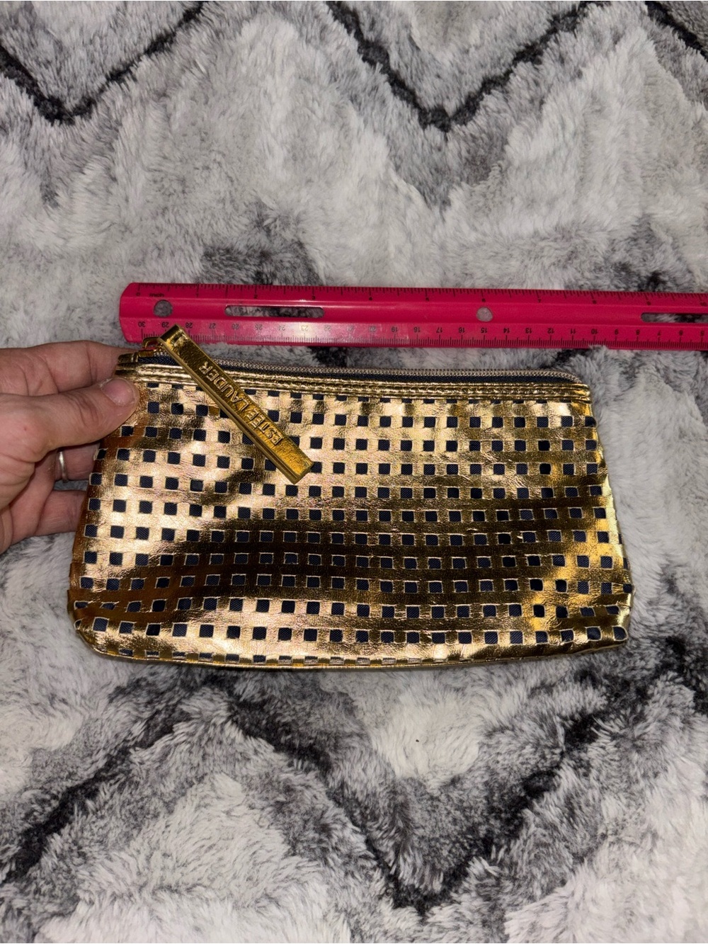 Estee Lauder Metallic Gold Perforated Cosmetic Bag